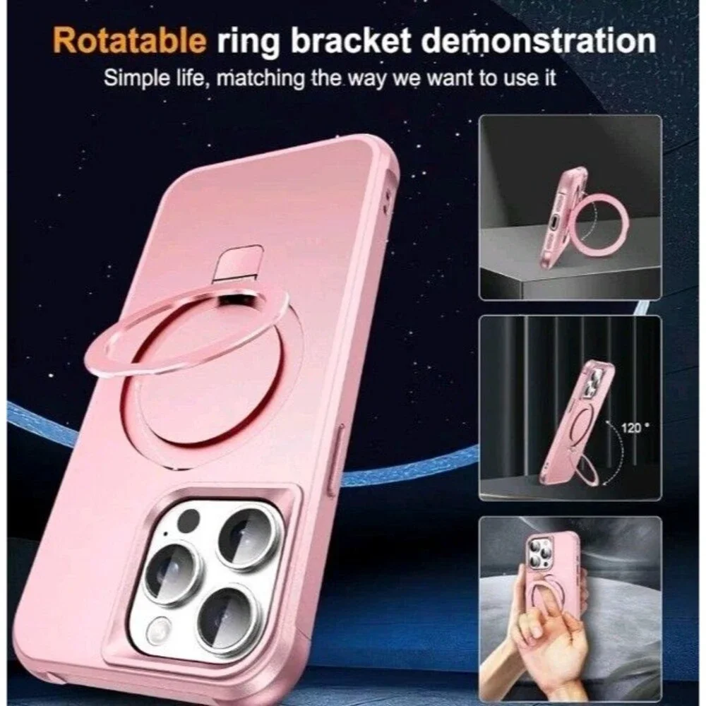 SKYLMW Compatible with iPhone 12/13 Pro Max Case with Stand,Rose GoldiPhone...